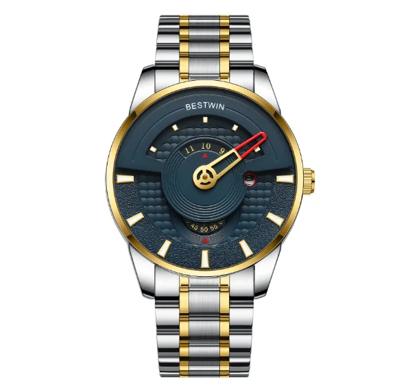 

2024 New Fashionable Steel Strip Men's Watch with Unique Dial, Calendar, and Waterproof Quartz Watch