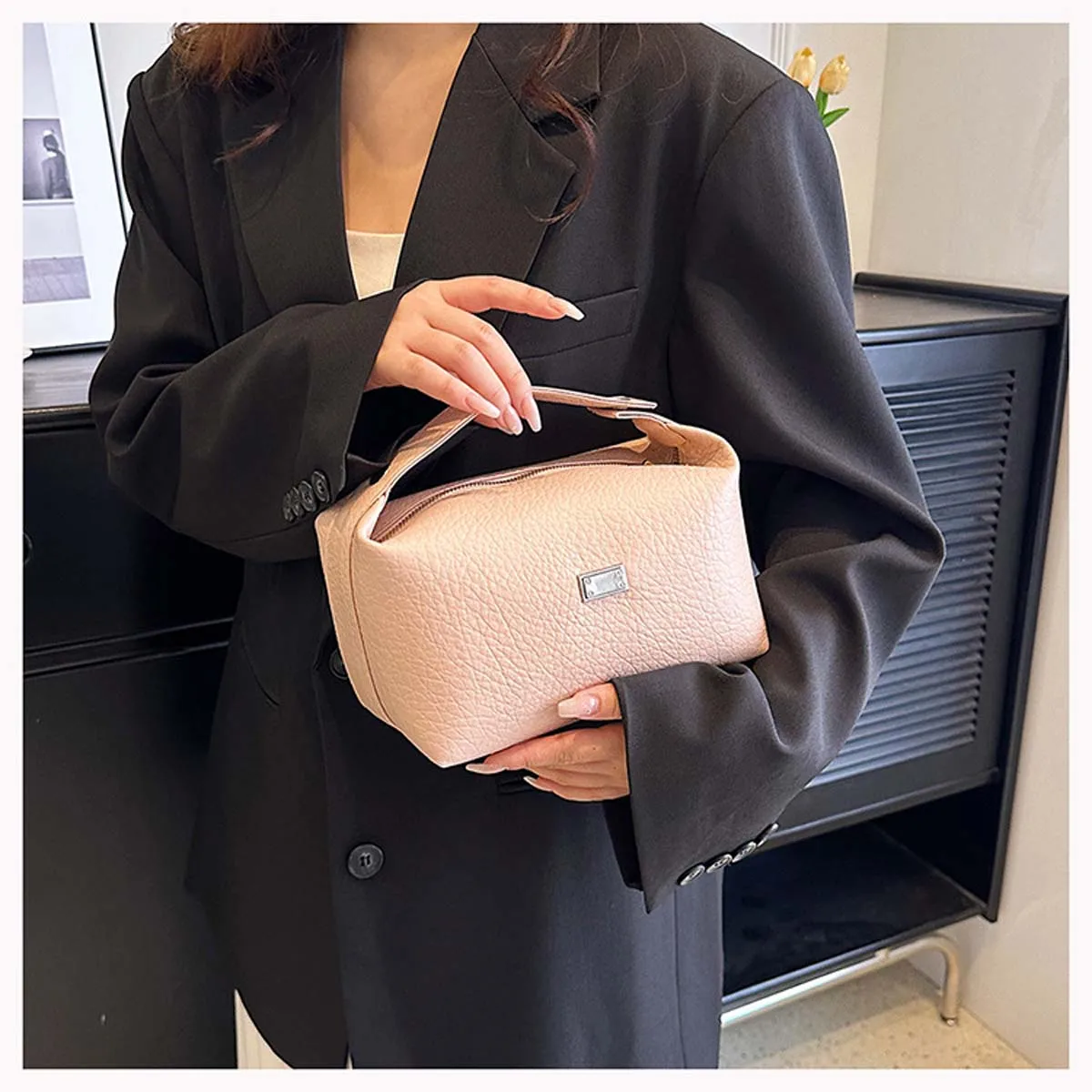 Neue PU-Aufbewahrungstasche mit großem Fassungsvermögen, modische Hand-Kulturtasche, multifunktionale tragbare Make-up-Tasche, maßgeschneidert für Frauen