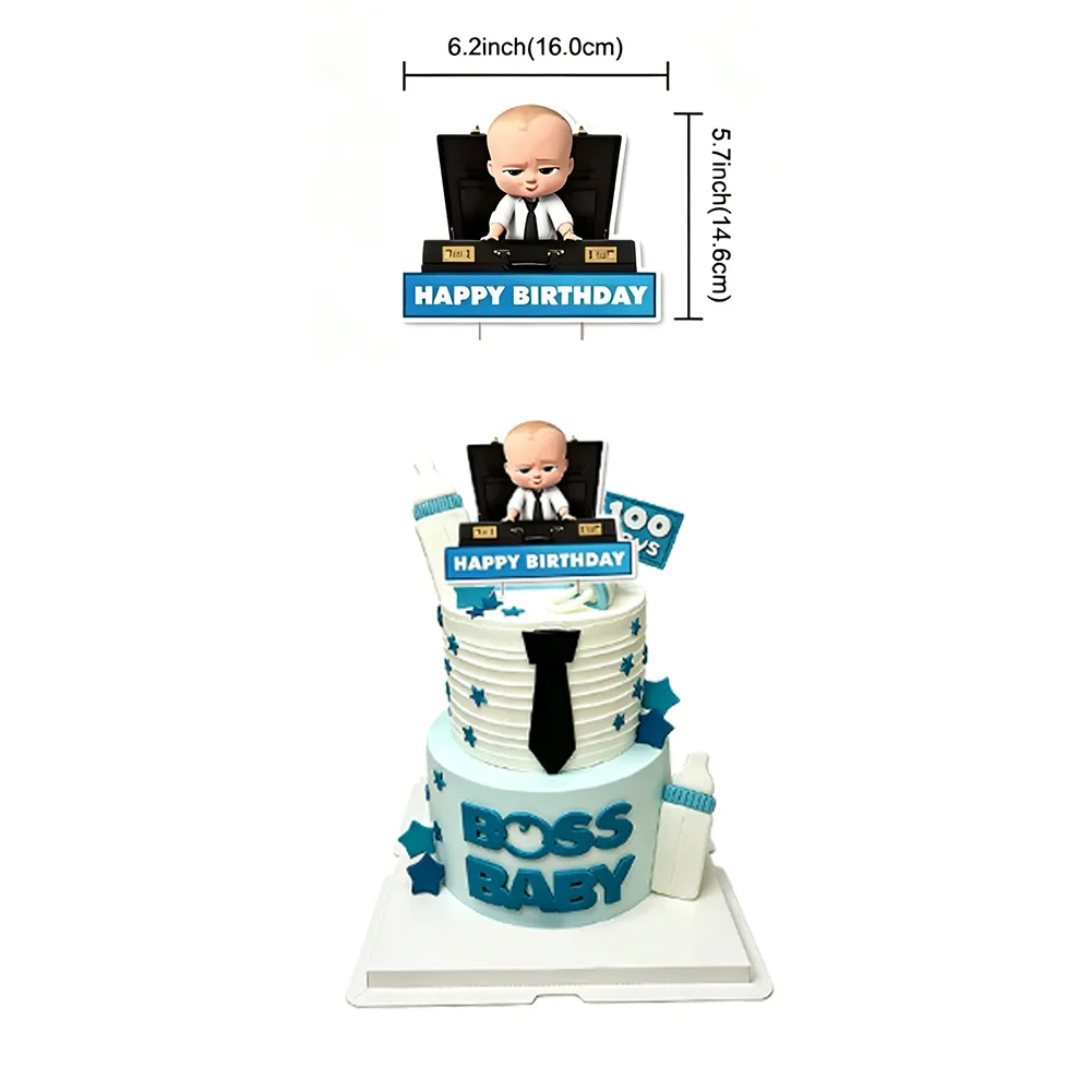 Boss Baby Cartoon Geburtstagsparty Dekorationen Hintergrundbanner Teller Becher Servietten Tischdecke Ballons Jungen Mädchen Party Babyparty – Detail 16