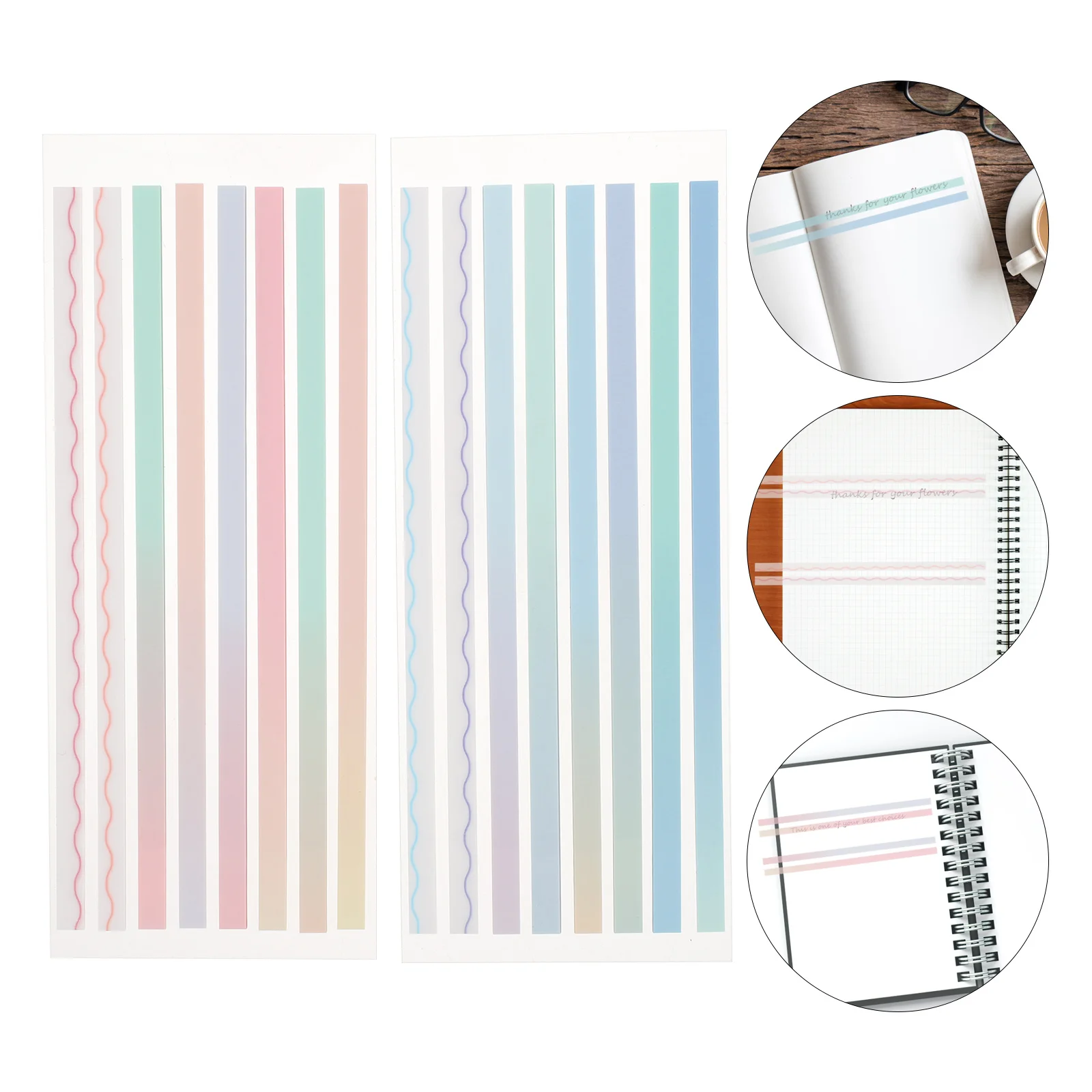 

2 set 2 Sets Gradient Color Long Reading Strips Book Annotation Tabs Page Markers For Office Supplies Notebook Tabs