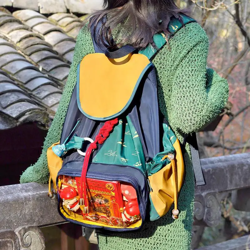

Original Fashion New Nylon Backpack Splicing Color Contrast Personalized Large Capacity College Style Student Backpack Trendy