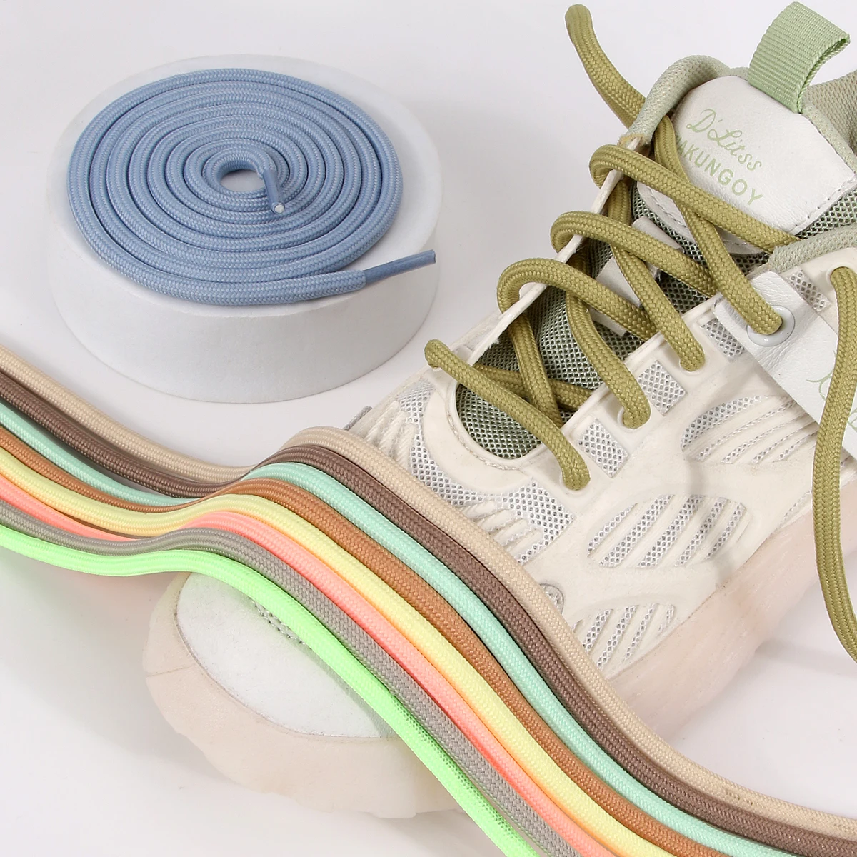 2025 Frühling und Sommer Beliebte Einfarbige Macaron-Schnürsenkel 5mm Runde Polyester Freizeit Unisex-Schnürsenkel – Detail 7