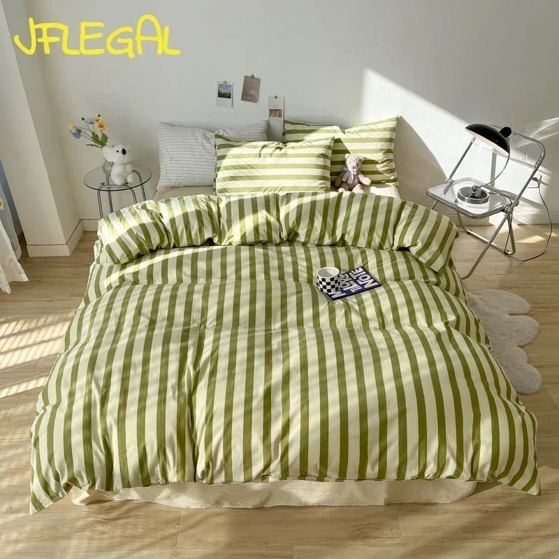 JFLEGAL 2025 New Sheets, Fitted Sheets, Bedding Set Ins Nordic Green Home Textile Washed Cotton Twin/FUll/Queen Duvet Cover