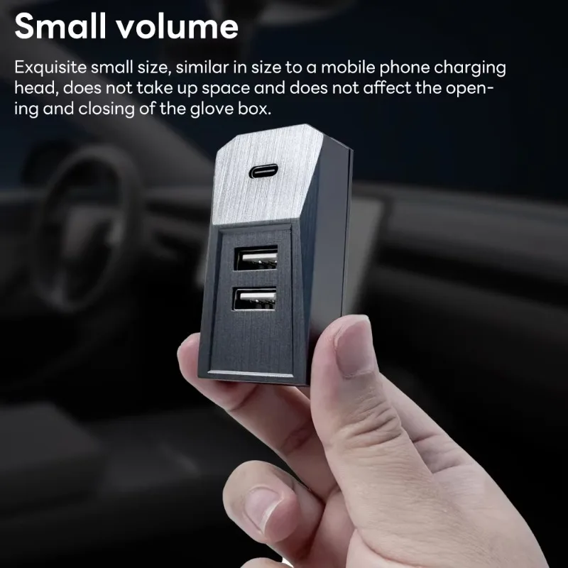 Glovebox USB Hub Docking Station For Tesla New Model Y YL Juniper 2025 2026 Model 3 Highland 2024 Type-C Port Splitter Data