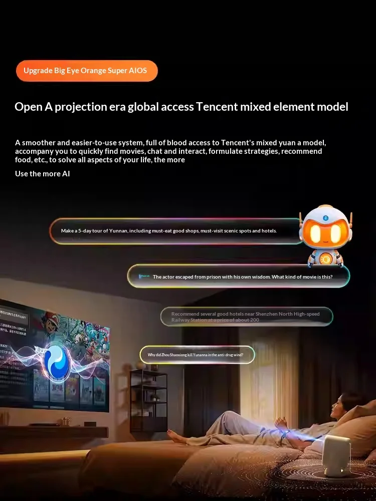 OBE C3D Projector 1080P HDR10 850CVIA Wall Adaptation 3000：1 FOFO Contrast Projectors Intelligent Obstacle Avoidance