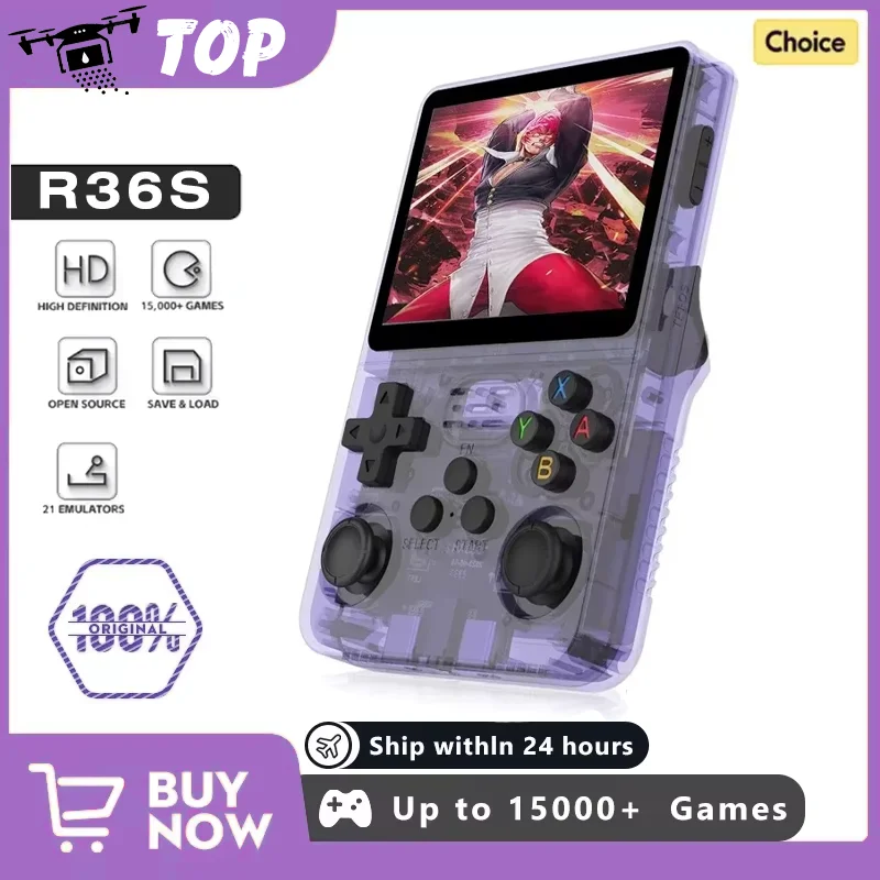 Open Source R36S Retro Handheld Video Game Console Linux System 3.5 Inch IPS Screen Portable Pocket Video Player 64GB 128G Games