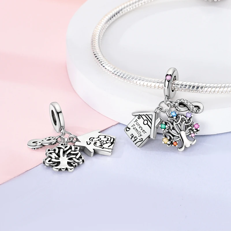 925 Silver Charms Love Mother Family Sister Heart Beads Fit Original Bracelet Necklace DIY Woman Jewelry Gift For Friend