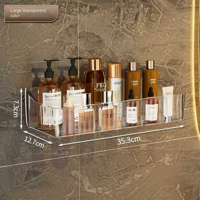 ชั้นเก็บของในห้องน้ำแบบเจาะรูติดผนังกล่องเก็บของฟรีที่วางเก็บเครื่องสำอางด้านหน้าอ่างล้างจาน