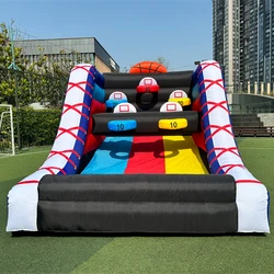 Inflatable Basketball Hoop Shot Inflatable Party Basketball Game | 10' L x 13' W x 10' H | with 5 Hoops, 4 Balls, Air Blower