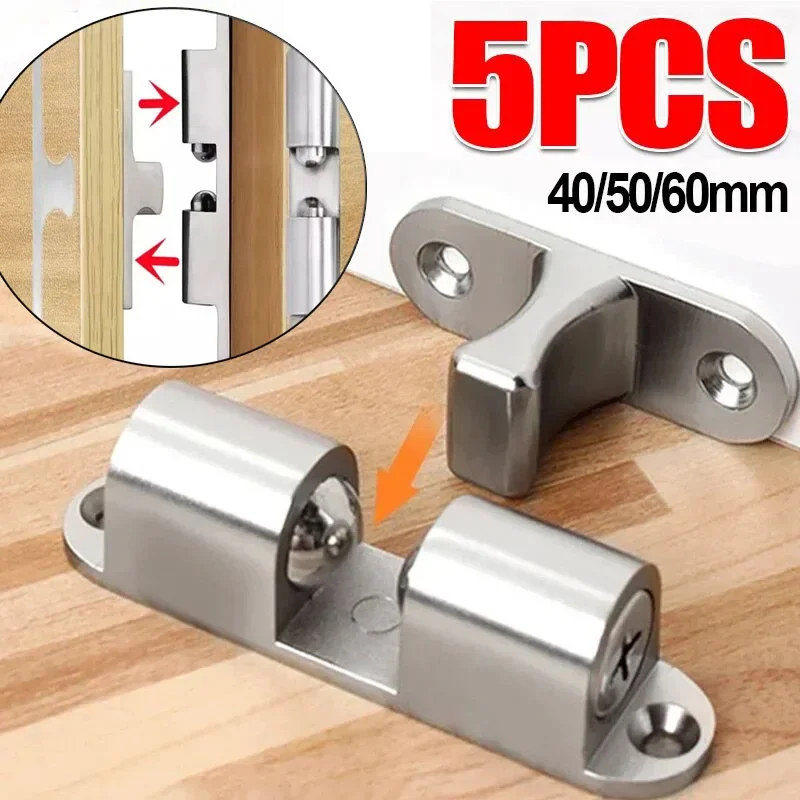 

5/1pcs Furniture Door Ball Latch Brass Double Roller Spring Ball Catch Latches Cabinet Closet Door Adjustable Tension Latch