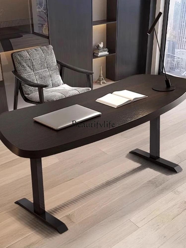 Escritorio italiano ligero de madera maciza de lujo, escritorio sencillo para ordenador de estudio en casa, escritorio de escritura moderno