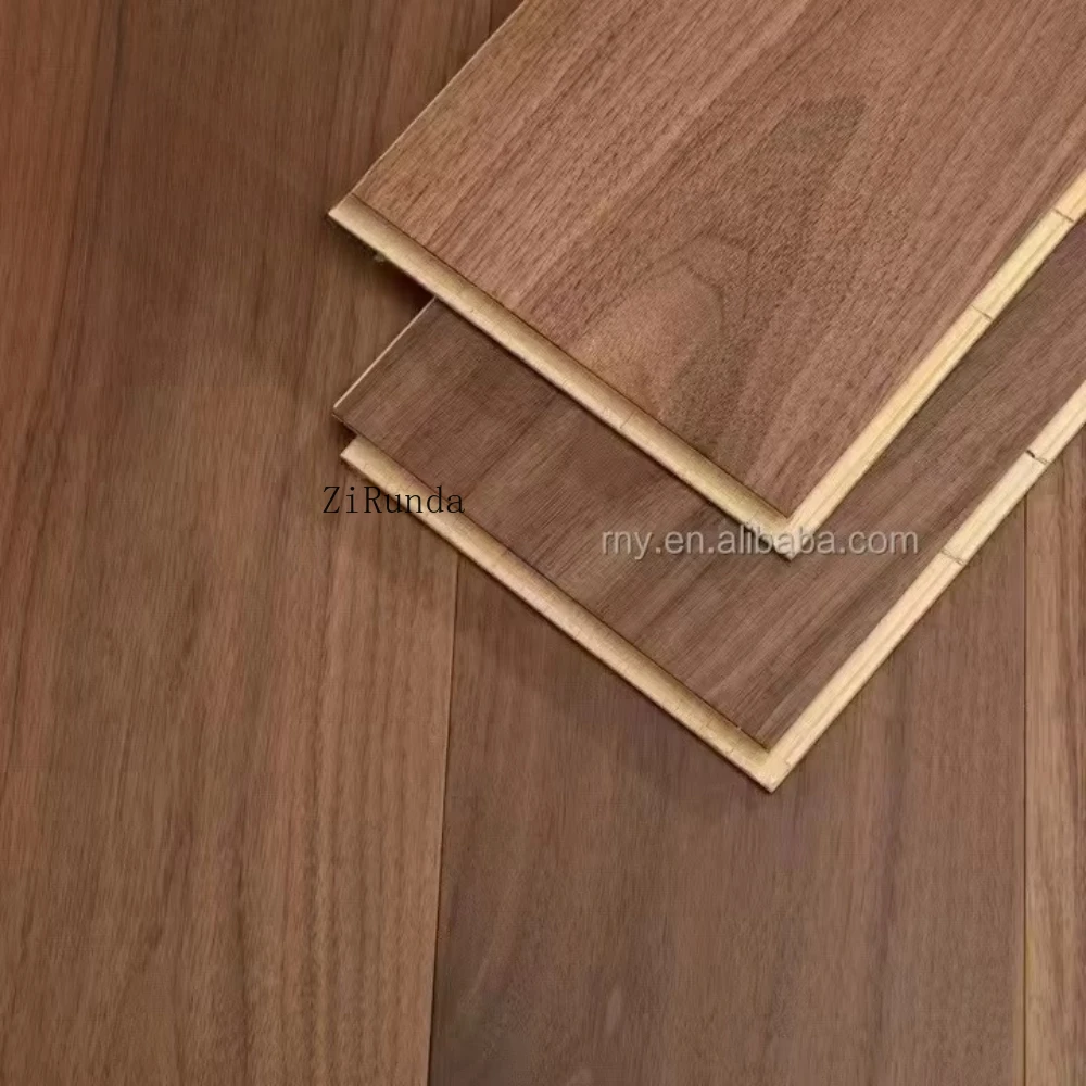 Versión personalizada piso de ingeniería de estilo tradicional moderno tablero ancho nogal americano marrón miel cepillado