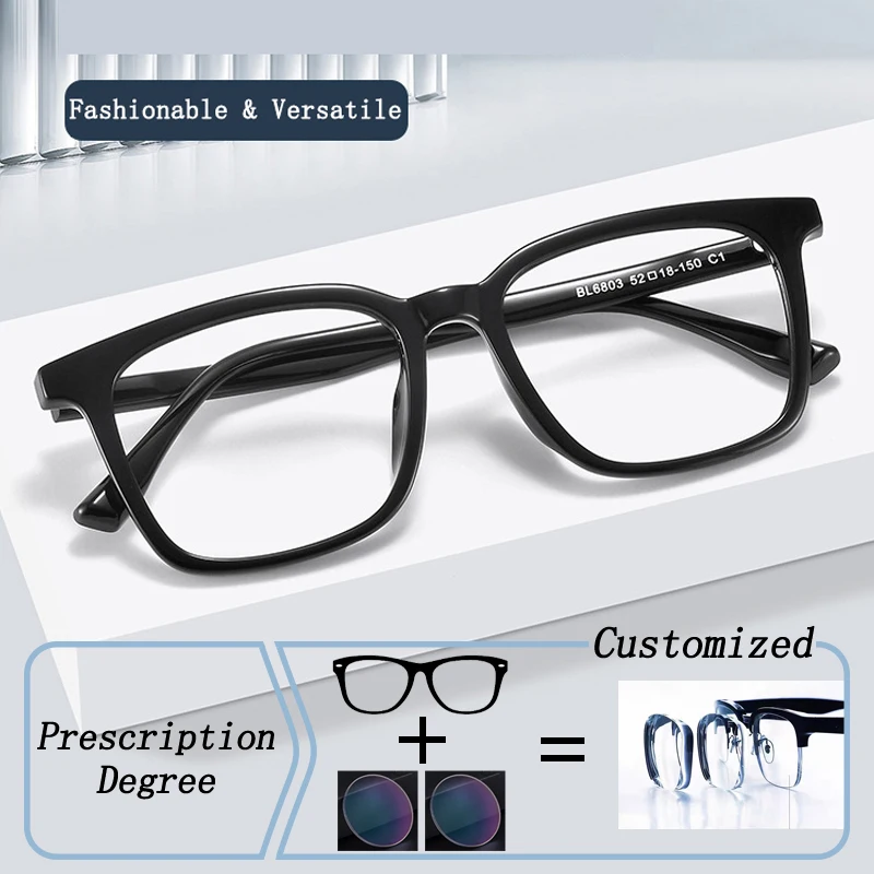 

New Square Vintage Frame Men Photochromic Prescription Glasses Anti Blue Light Hyperopia Myopia Astigmatism Progressive Eyeglass