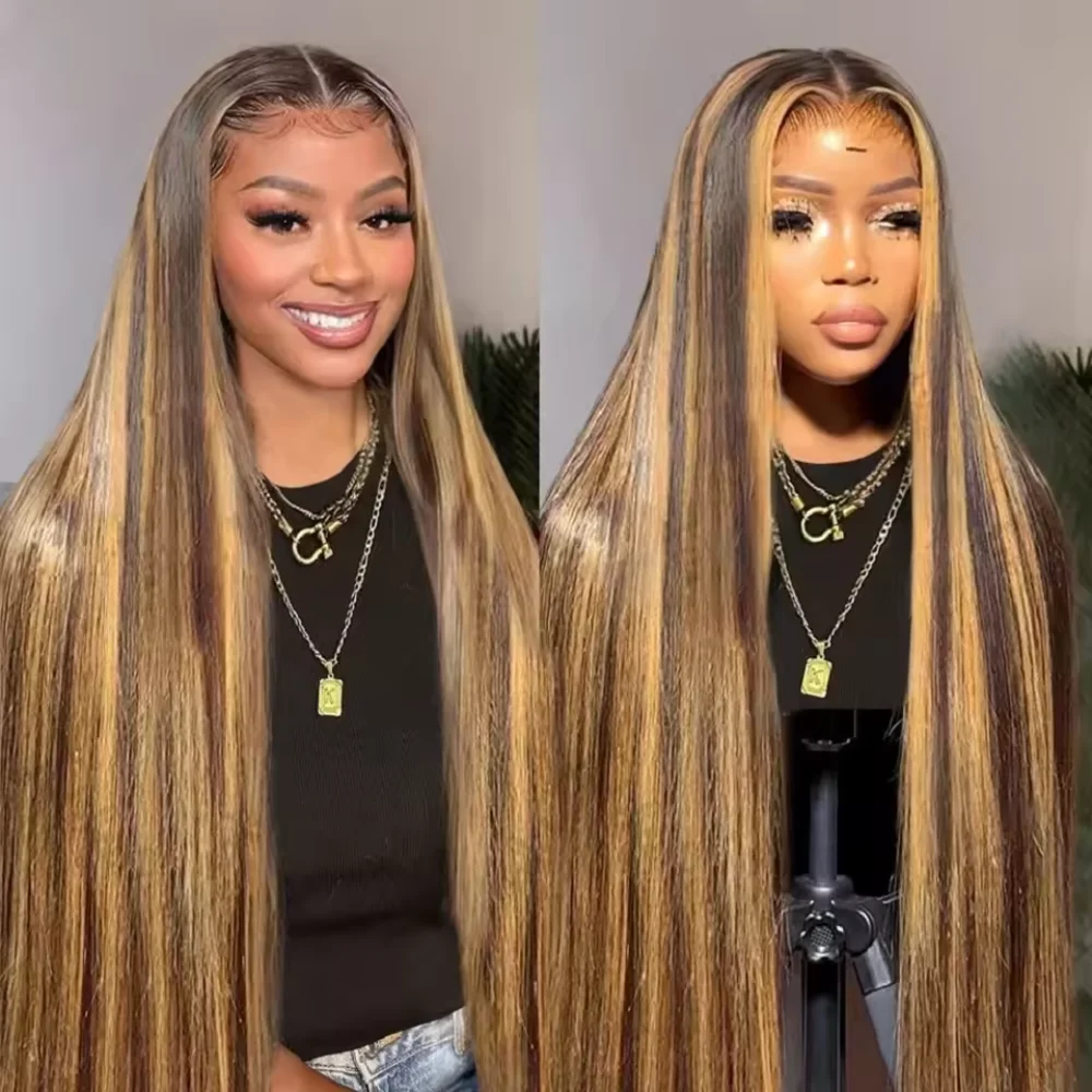 

Прямые парики P4/27, 200% плотность, из натуральных волос Реми, 13x6 HD прозрачный кружевной фронтальный парик, 46 дюймов, бразильские, предварительно выщипанные, для женщин