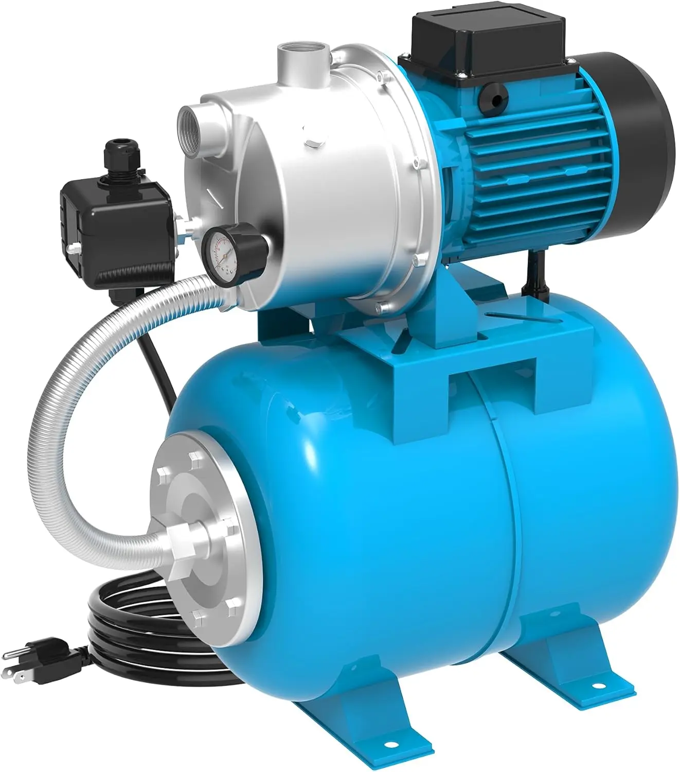 

Shallow Well Pump with Pressure Tank 1.5HP, Irrigation Jet Pump 1200 GPH Automatic Booster Sprinkler System