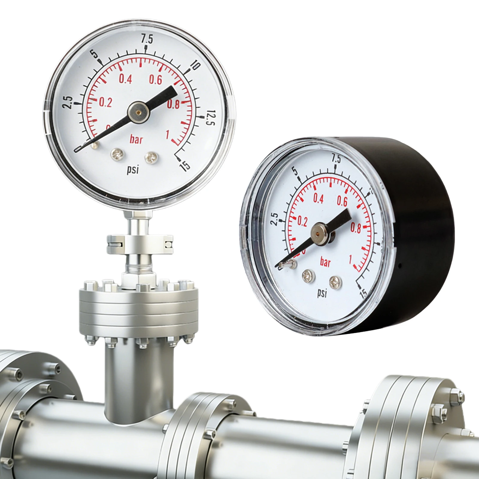 

Regulator Gauge 40mm Dial Double Scale Industrial Air Gauge 1/8 BSPT Back Mount 0-15 Psi/0-1 Bar Range for Air Gas Water Fuel