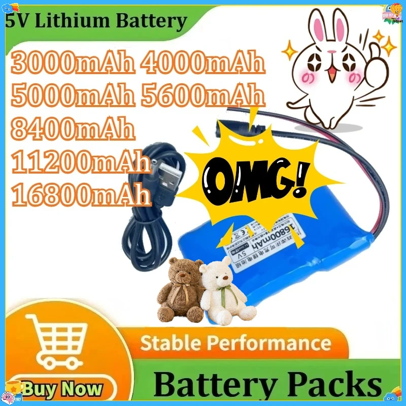 

Upgraded 5V Lithium Battery Packs Rechargeable Single Chip Microcomputer for Bluetooth Speaker USB Fan Outdoor LED Lamp Battery