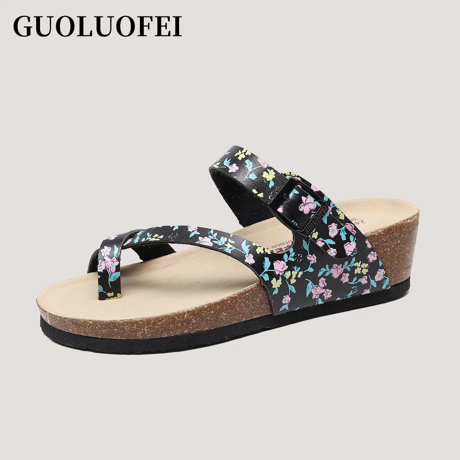 

Women's Summer Thick-Soled Slippers - Split-Toe Wedge Heel Slip-On Sandals with Round Toe, Comfortable Casual Shoes for Beach