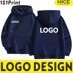 Winter Men And Women Velvet Warm Hoodies Custom Logo Company Team Casual Pullover Sweatshirt Embroidery Printing Brand Design