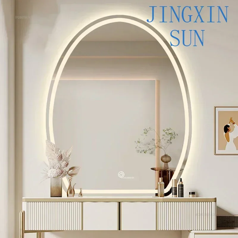 EuropeanOval Bath Mirrors with Light Led Makeup r Wall Hanging Smart Anti-fog Bathroom Creative Decorative
