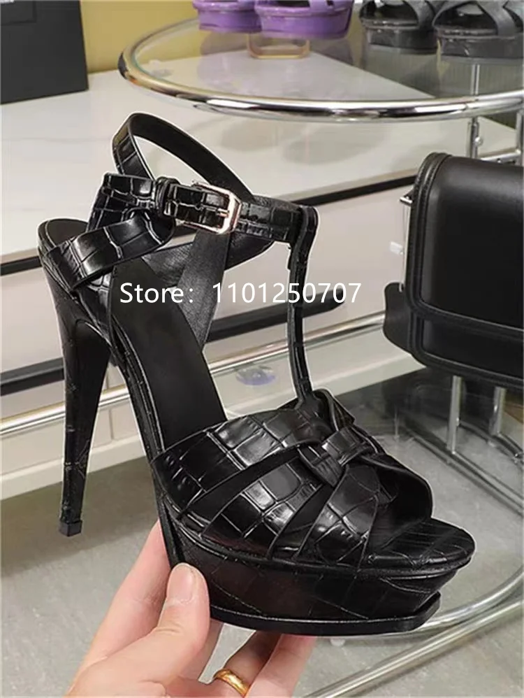 Luxury Style Women Sandals Summer Platform Women High Heels 14CM Open Toe Spike Heels Dressing Shoes Brand