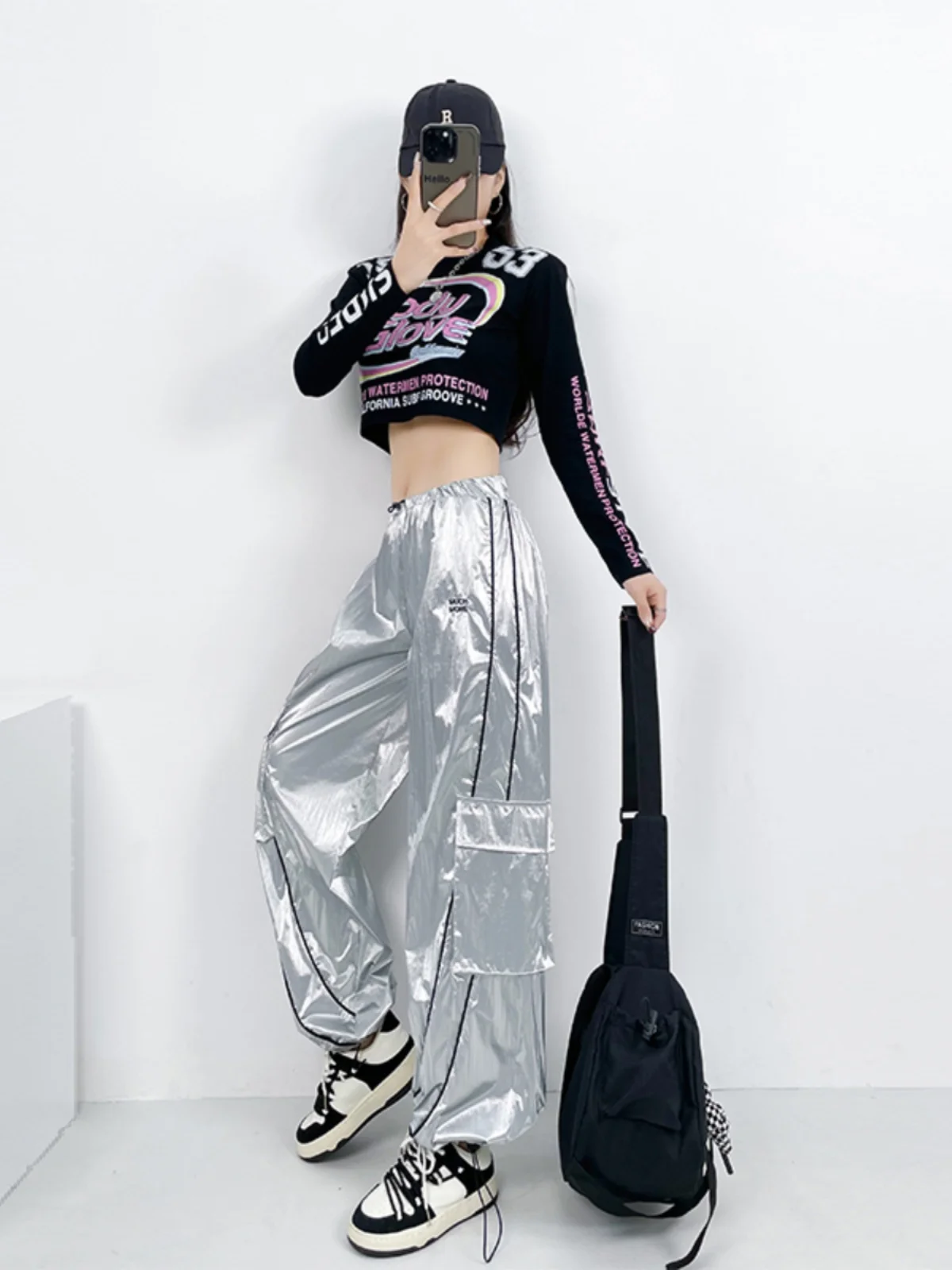 High Waist Jazz Dance Sportswear Performance Dancing Outfit Kpop Streetwear Hiphop Training Clothes Autumn Winter Women's Fas...