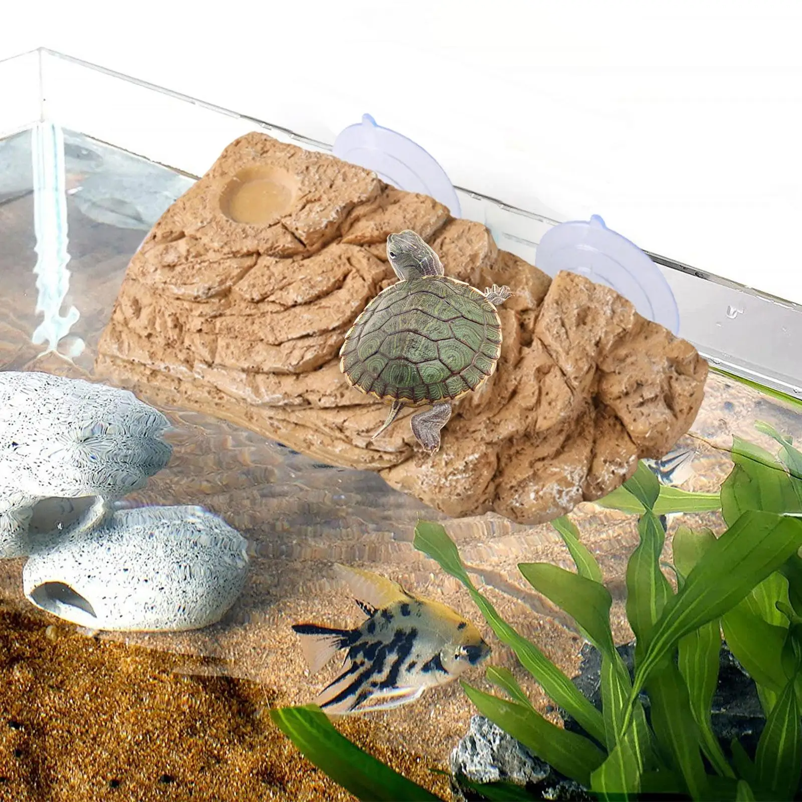 منصة تشمس السلحفاة، شرفة استراحة عائمة للضفدع Terrapin Iguanas قاعدة مسند السلحفاة للمناظر الطبيعية، ديكور حوض السمك #4