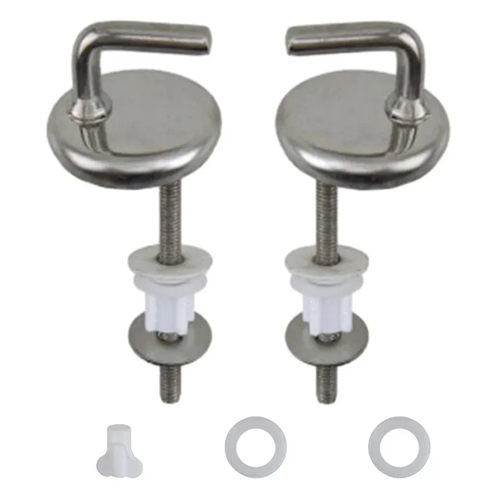 2Pcs Toilet Seat Hinge Toilet Cover Mounting Connector Stainless Steel Hinge With Mounting Washer Accessory Replacement Parts