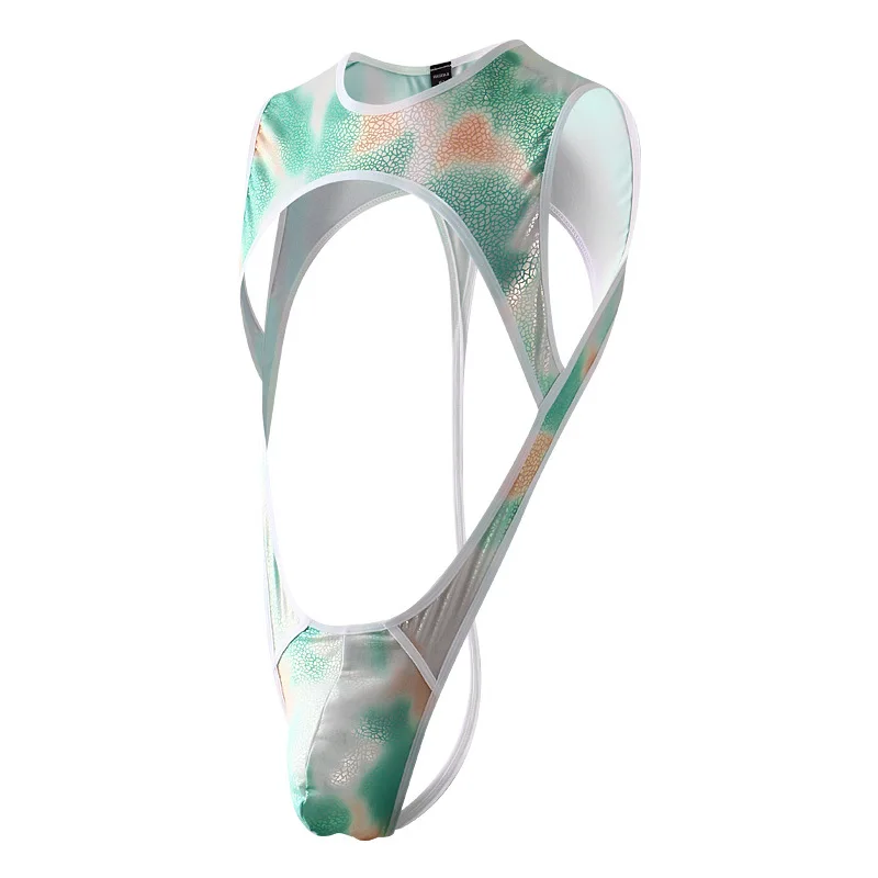 

Men's Thin Polyester Bodysuit Sleeveless Stretchy Thong Wetlook Underwear Comfortable Fit Nightgown for Men