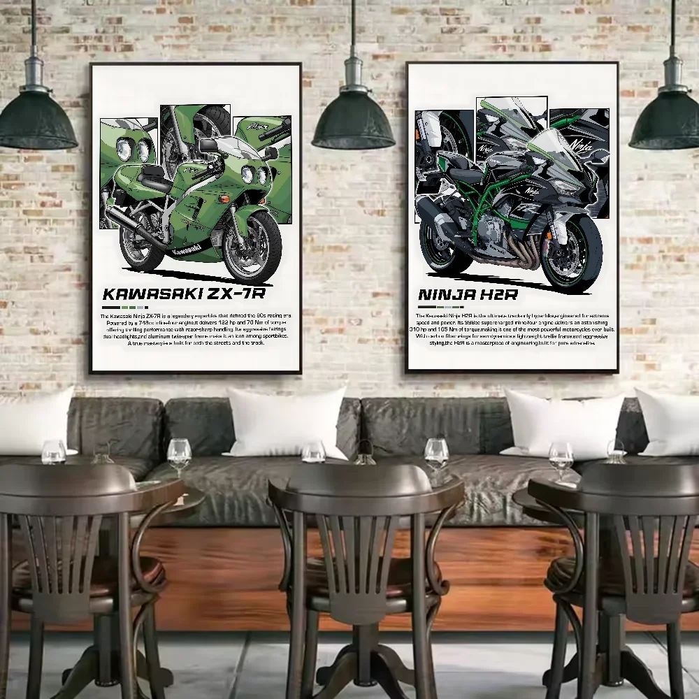 K-KawaSaki N-Ninja H2 Wall Art Poster Living Room Bar Cafe Bedroom Office Home Decorative Canvas Painting