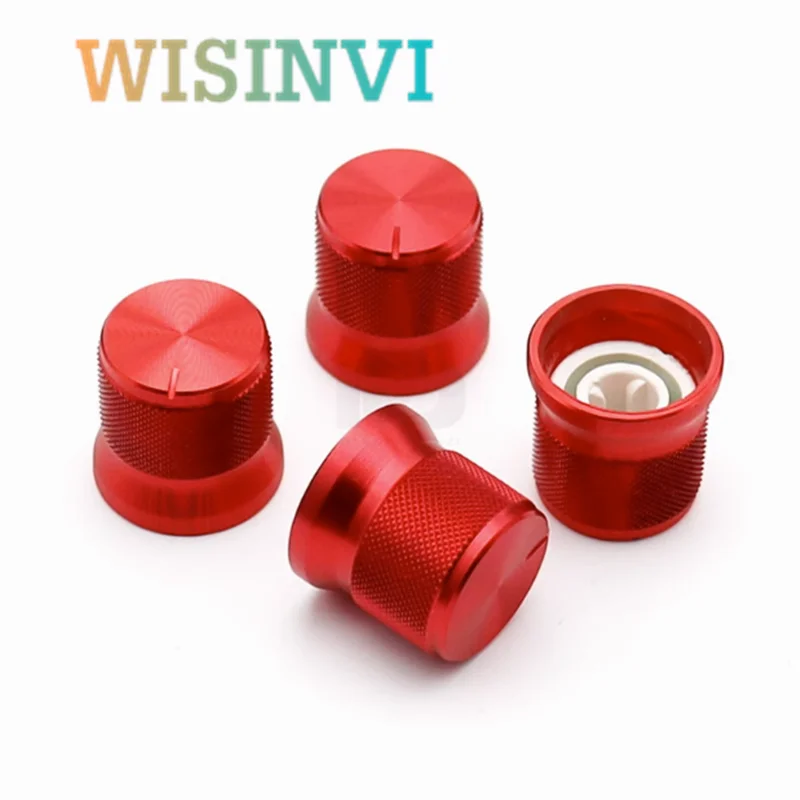 2PCS Aluminum Knob Diameter 17mm Height 16mm Potentiometer Encoder Knob D-Shaped Flower Shaft Inner Hole 6mm