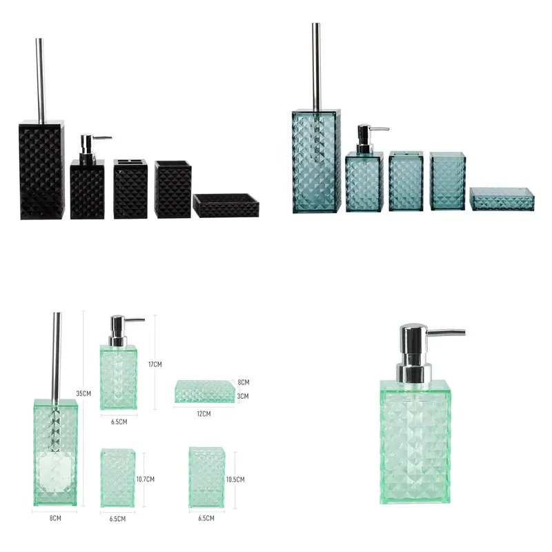 Light Luxury 5 Piece Plastic Bathroom Accessory Set for Home Hotel Durable Recyclable Easy Install Portable
