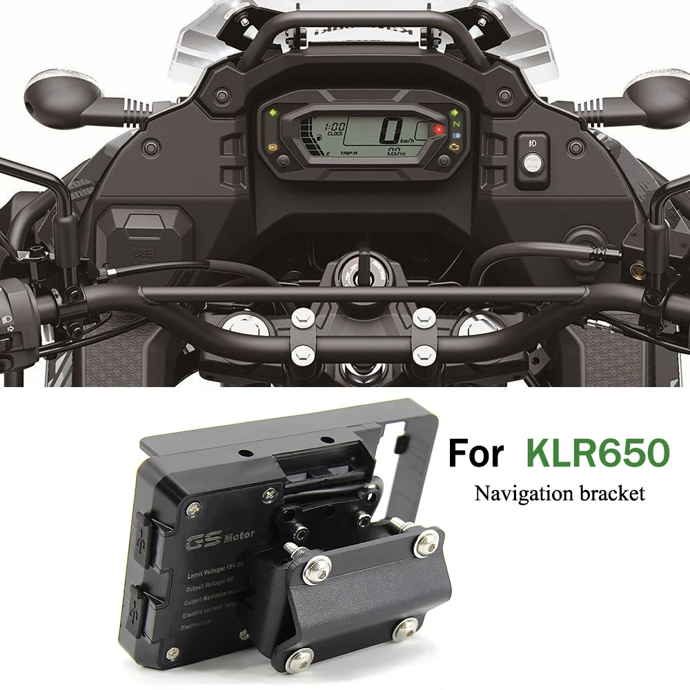 

For KAWASAKI KLR650 KLR KLR 650 2022 Motorcycle Accessories Mobile Phone Holder Navigation Bracket Black Kit