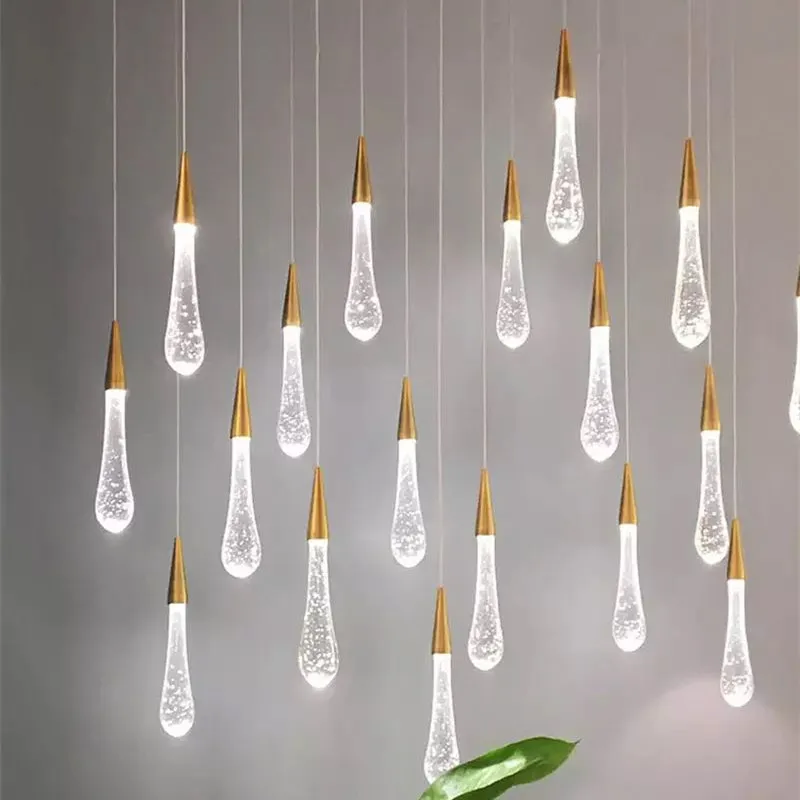 Gold water drop chandelier Lighting for Living room Bedroom Kitchen staircase chandelier raindrop chandelier lustre suspension