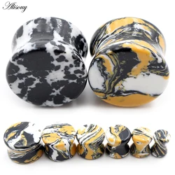 Alisouy 2PCS 6-16mm Natural Stone Double Flared Ear Tunnels Plugs Flesh Stretcher Expander Gauges Earrings Piercing Body Jewelry