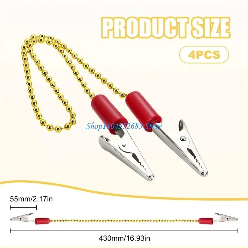 Y6GD 4 Uds servilletas acero inoxidable Clip cadena collar durabilidad Multicolor para cenar