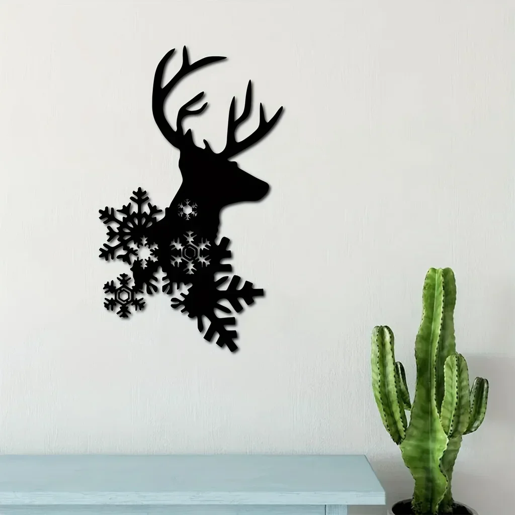 CIFBUY Deco Metal Deer Christmas Decorative Art Wall Mounted Decoration Christmas Deer Metal Art Metal Iron Deer Signs Livingroo