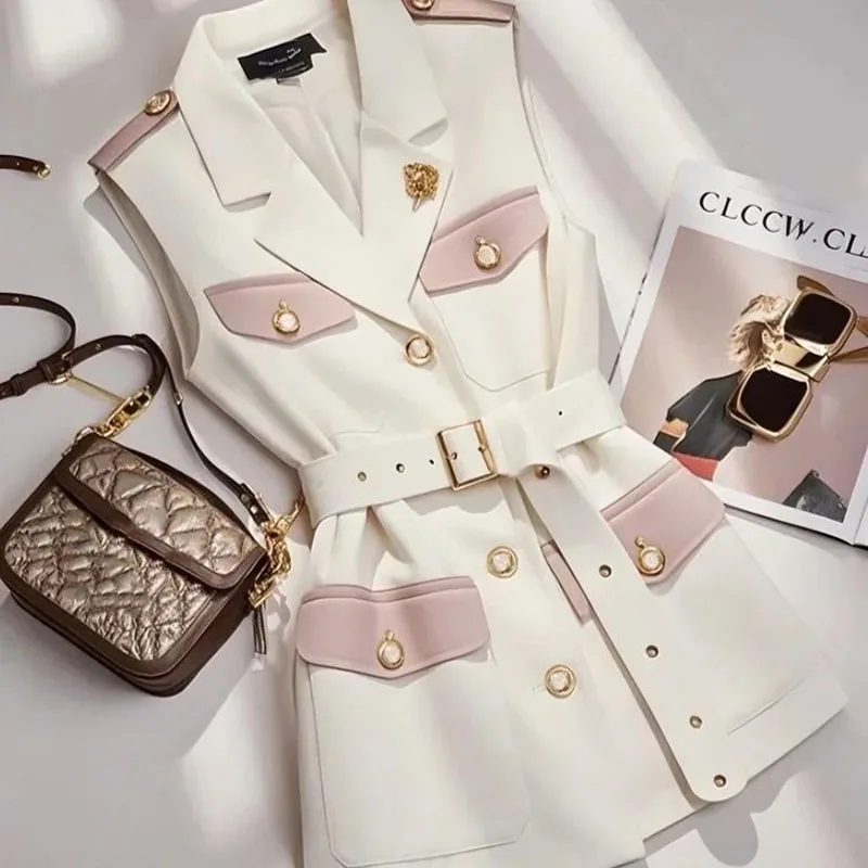 

Women Blazer Vest Coat 2026 Spring Sleeveless Advanced Sense Ladies Vest Jacket Casual Appear Thin Fashion Waistcoat Female Tops