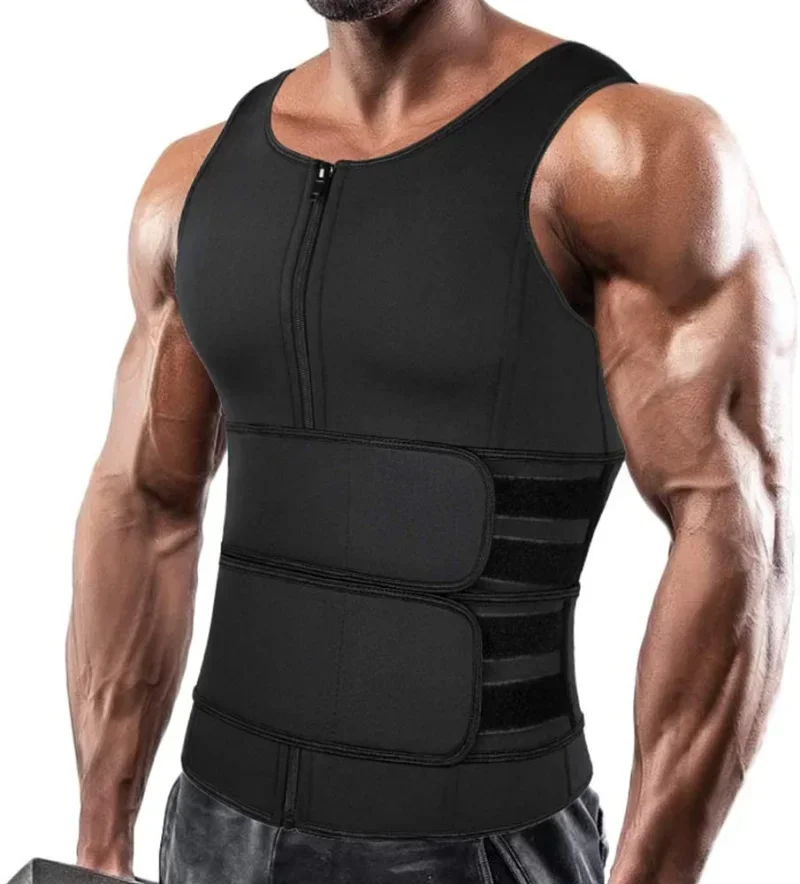 Moldeador de cuerpo para hombres, entrenador de cintura, chaleco de Sauna, doble cinturón, camisa de sudor, corsé, parte superior del Abdomen, ropa