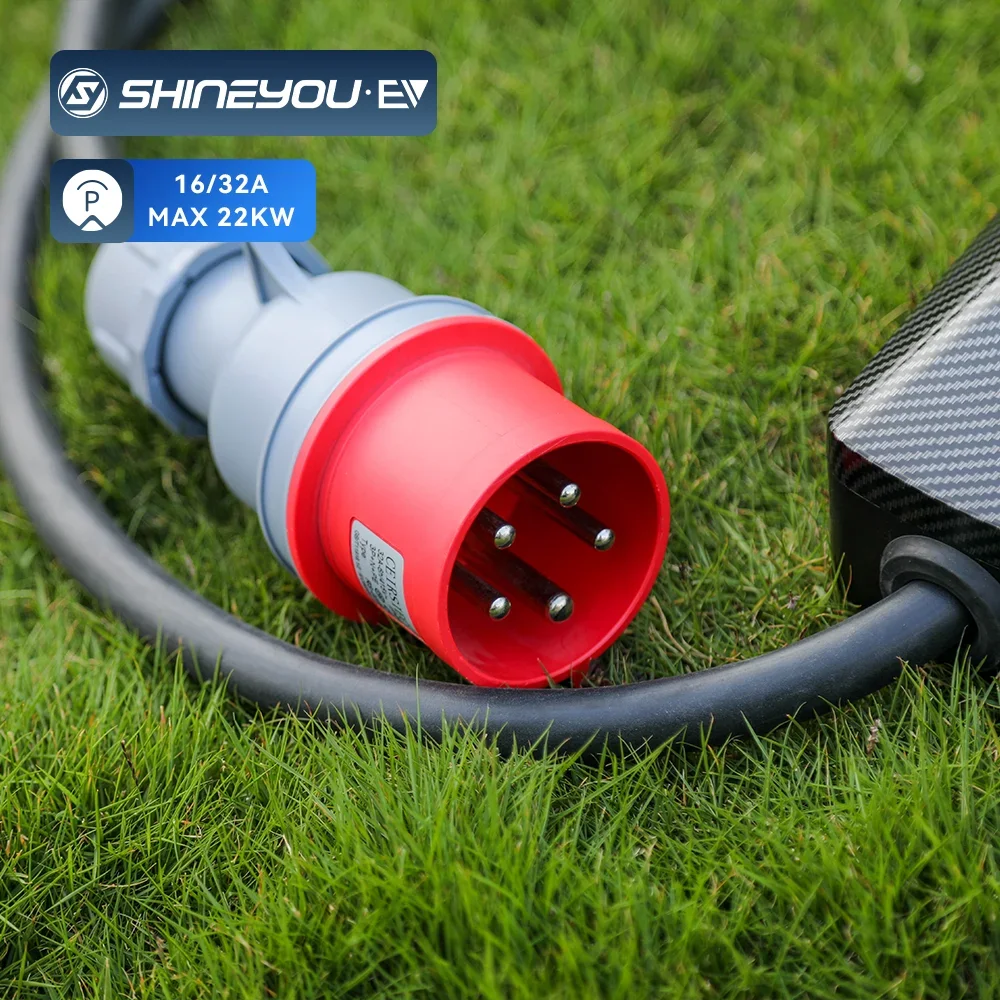 High Quality Type 2 Max 32a 22kw Lcd Screen Iec 62196 3phase Current Adjustable Charging Portable Ev Wall Charging