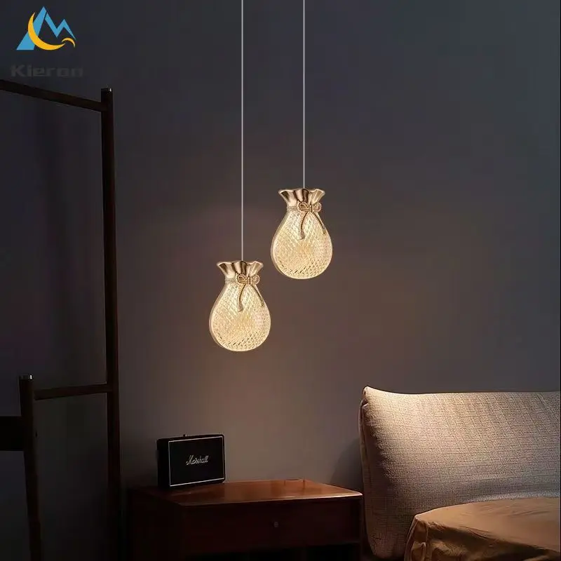 

Nordic Modern Water Drop LED Chandelier Bedroom Study Dining Room Bedside Pendent Lamp Living Room Decor Lucky Bag Pendent Light