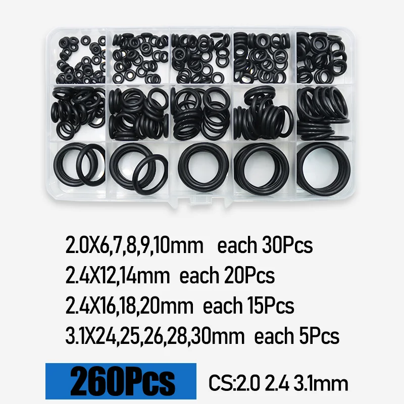 O-Ring CS 1,0 1,5 bis 4,0 mm Dichtungsscheibe Nitrilkautschuk O-Ring Wasserhahn Sanitärdichtungen Ölbeständiges Hochtemperatur-O-Ring-Set – Detail 16
