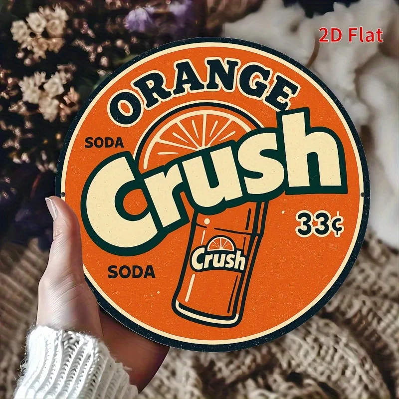 [2D Flat] Vintage Orange Crush Soda Metal Sign - 7.87
