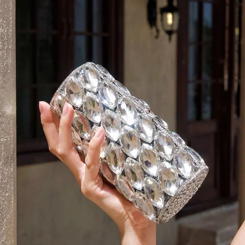 2026 New Water Diamond Glass Round Barrel Design Fashionable Multi Functional Lightweight Luxury Handheld Crossbody Bag