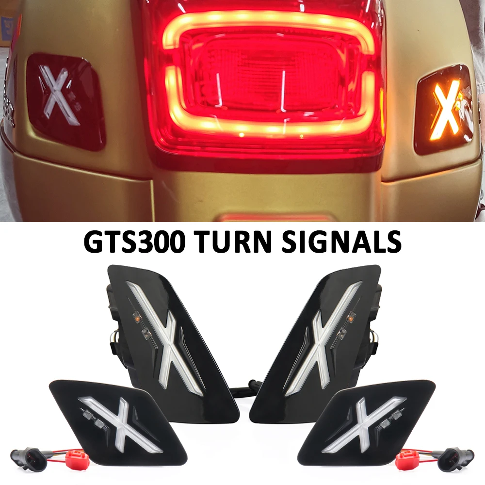 

Motorcycle LED Front Rear Turn Signal Indicator Daytime Running Light Kit NEW For Vespa GTS 300 gts300 GTS300 2023 2024 2025