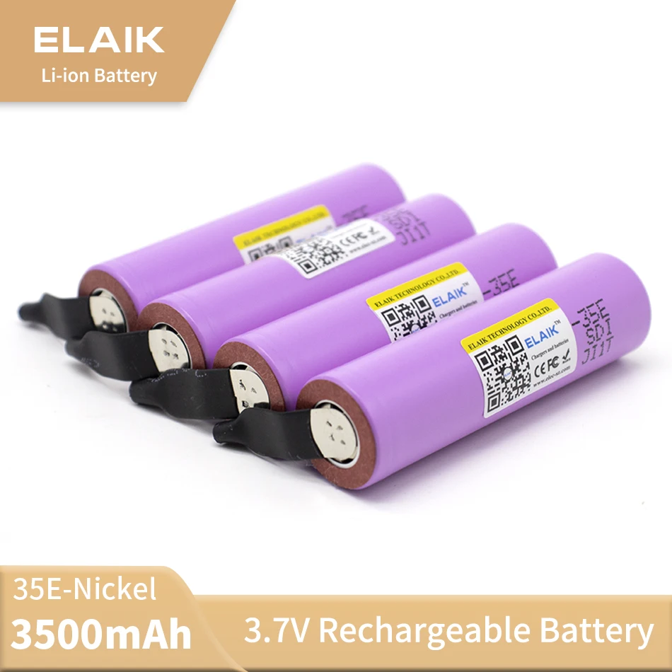 

20PCS 100% Original 35E 3.7 v 3500 mah 18650 Lithium Rechargeable Battery For Flashlight batteries for 3500mah battery+nickel