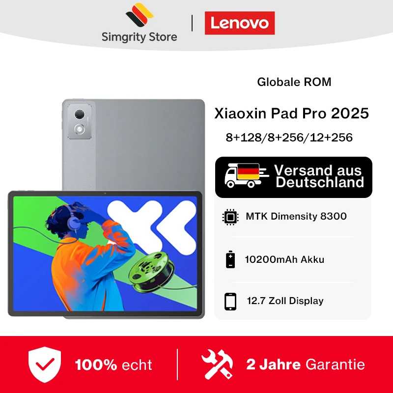 Global ROM Lenovo Xiaoxin Pad Pro 2025 Tablette Lenovo Xiaoxin Pad Pro 12.7 pouces Ecran 144Hz MTK Dimensity 8300 10200mAh Lenovo Idea Tab Pro