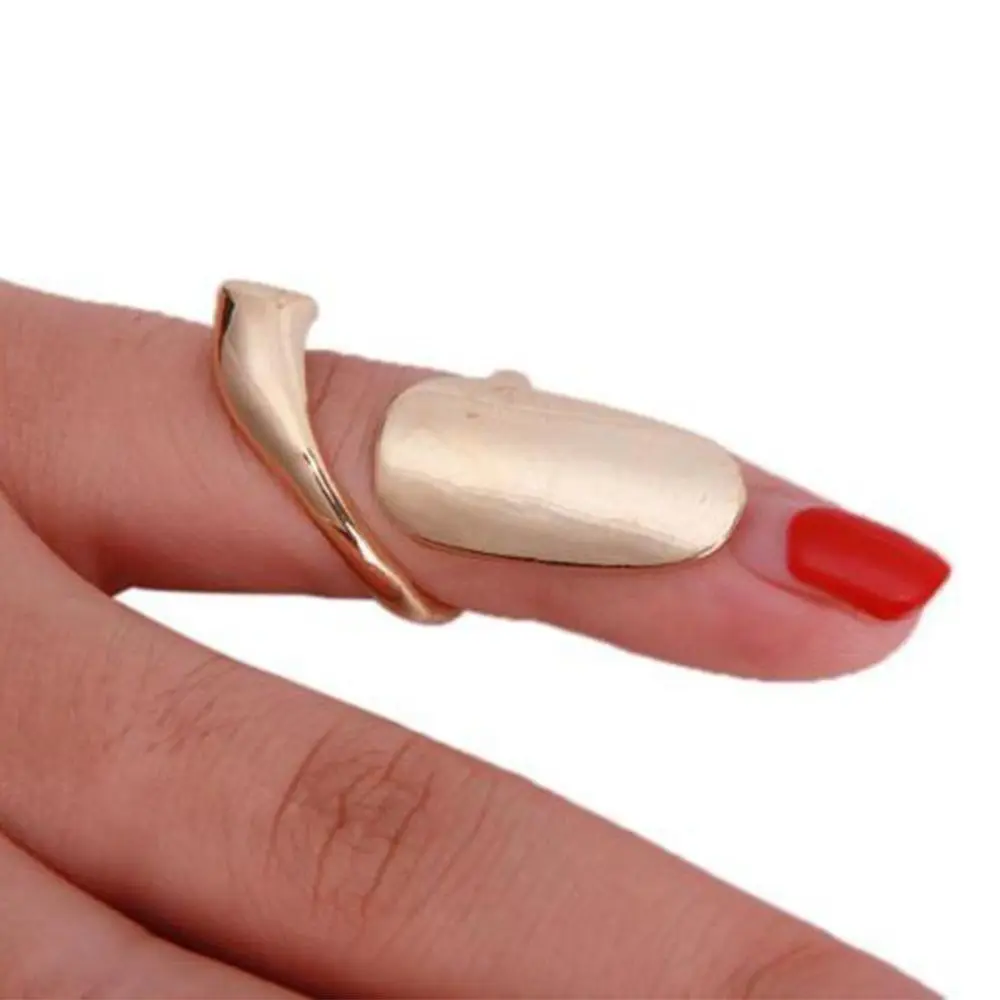 Jewelry False Gold Finger Nail Ring Rings Women Silver Fashion