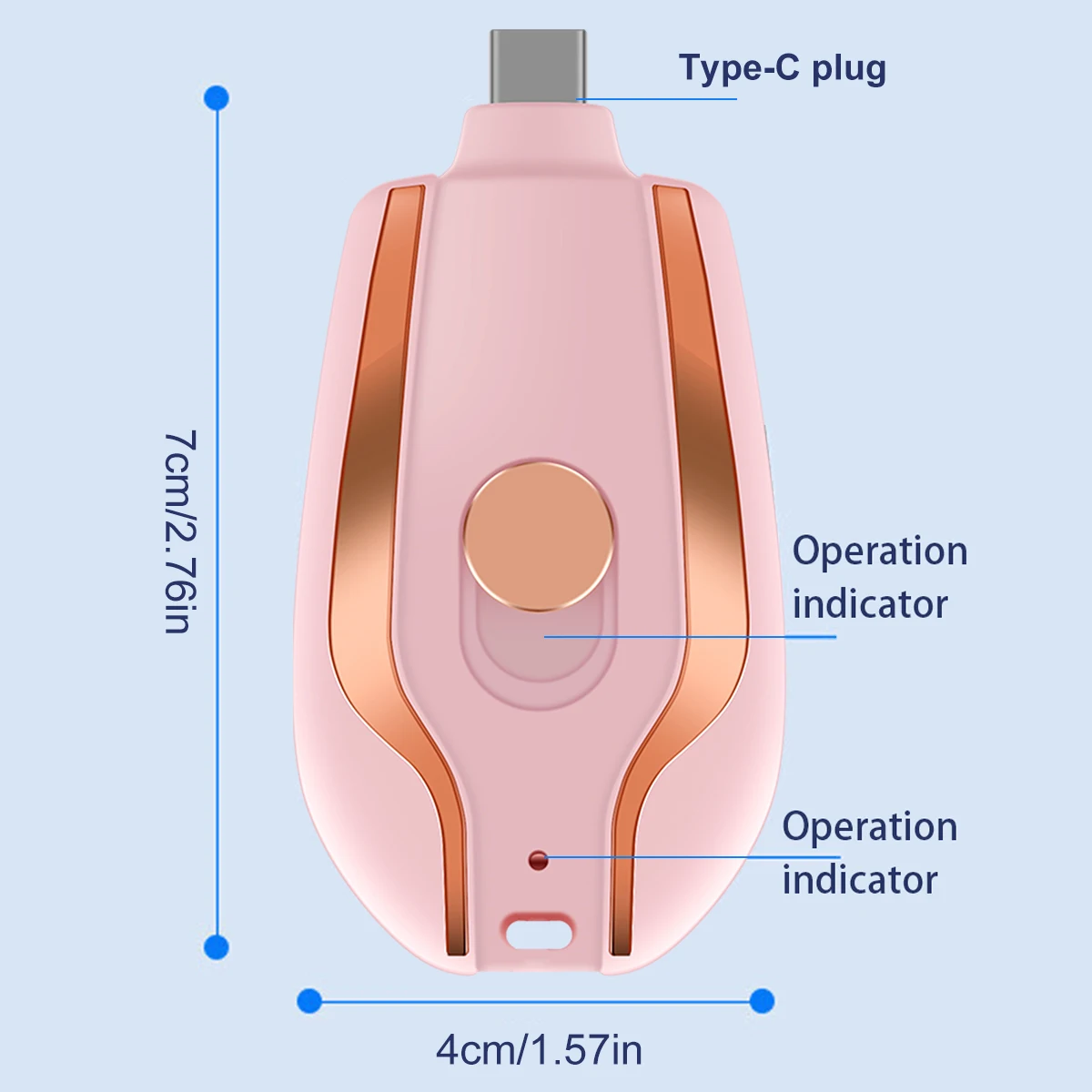 Keychain Portable Charger Compatible with Android 1500mAh Key Chain Phone Charger Type-C Mini Power Emergency Charger Power