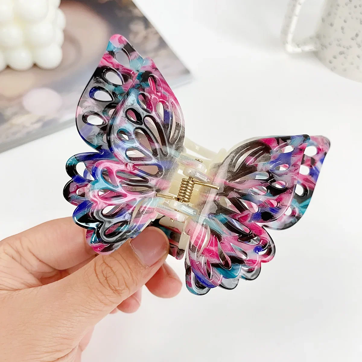 Luxury Ink Painting Style Double Layer Hollow Butterfly Hairpin Chinese Style Hairpin